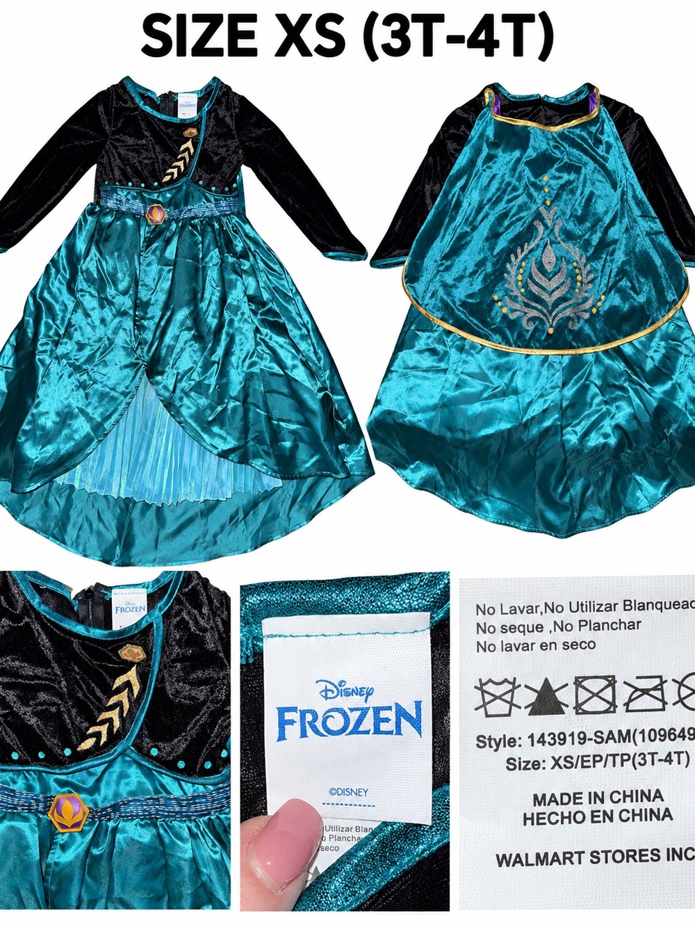 Disney Frozen Teal Anna-Inspired Kids Costume Dress - XS (3T-4T)